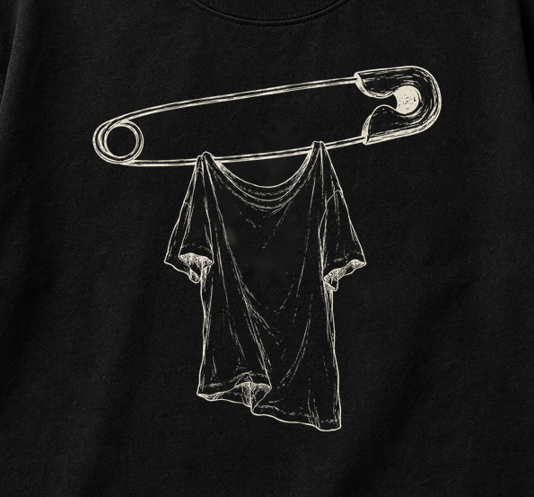Holding Pattern Tee in Black — artwork detail cropped from the same mockup, not a production photograph.