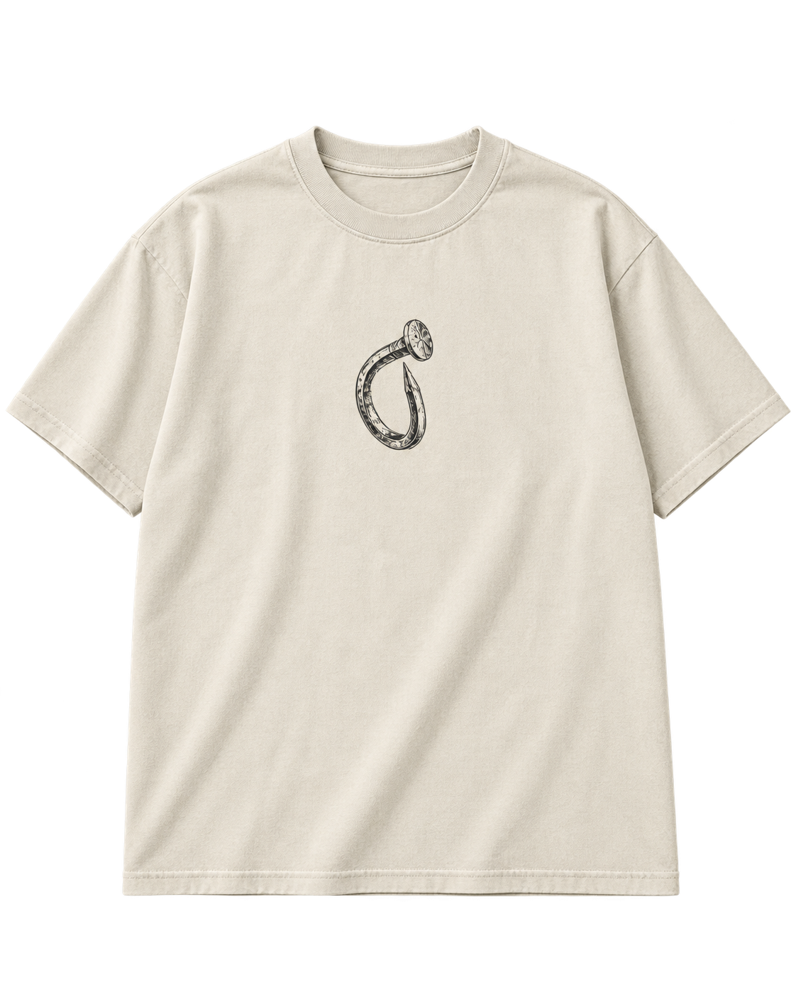 Nothing to Hold Tee — Cream color, transparent AI concept mockup. Illustrative color, fit and print placement.