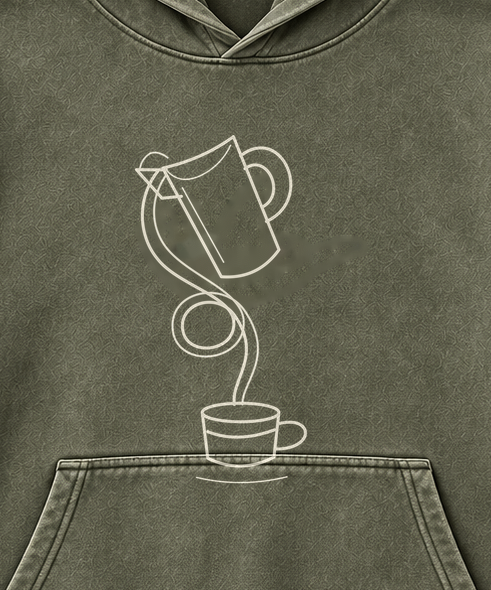 Slow Pour Hoodie — artwork detail cropped from the same digital mockup.