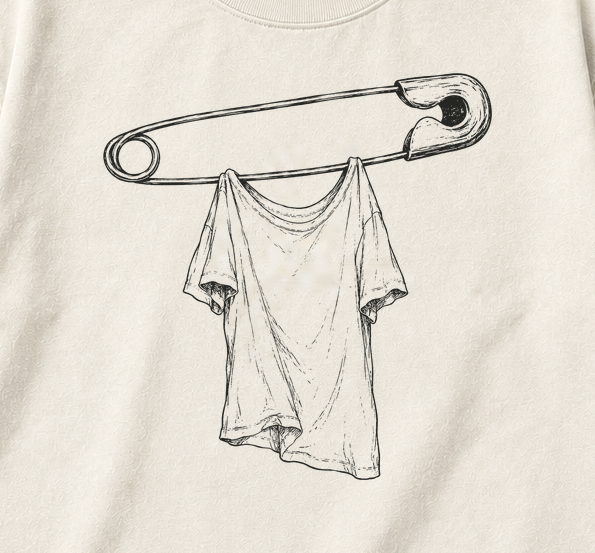 Holding Pattern Tee in Cream — artwork detail cropped from the same mockup, not a production photograph.