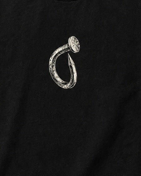 Bent-nail artwork detail — crop of the digital concept mockup.