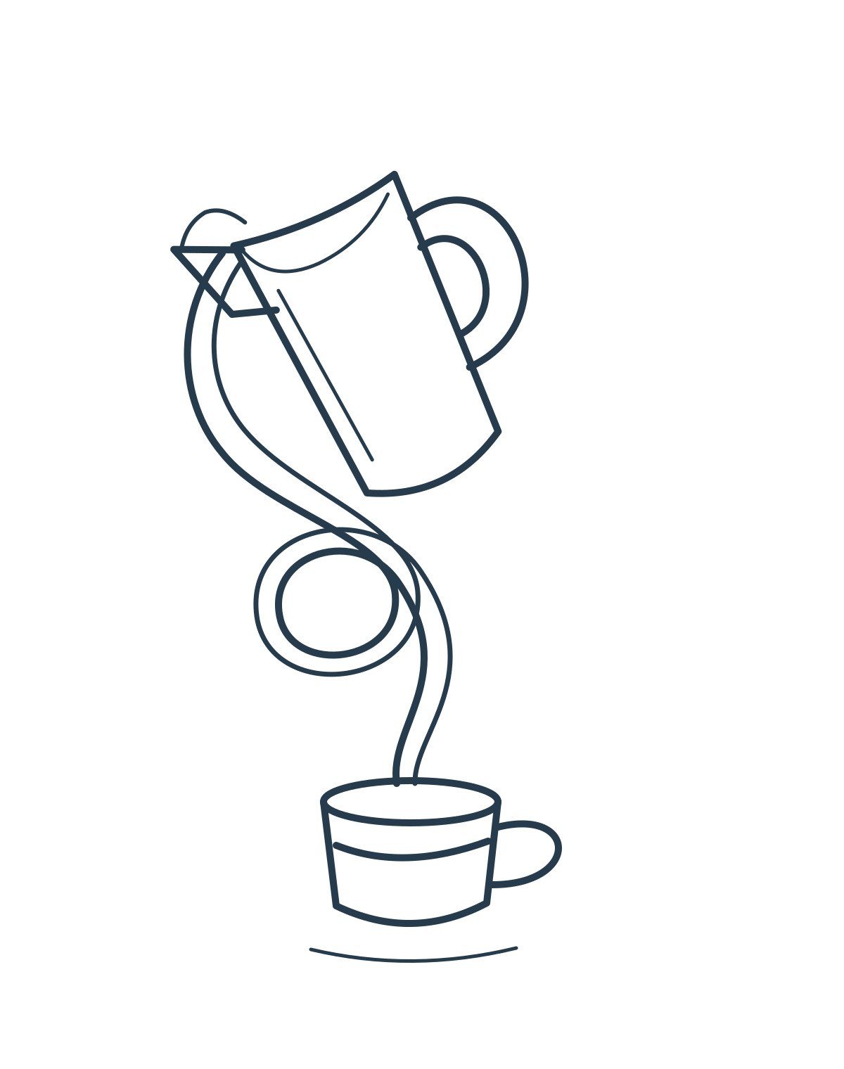 Slow Pour — isolated vector artwork shown in dark ink for review. The concept hoodie uses bone ink.